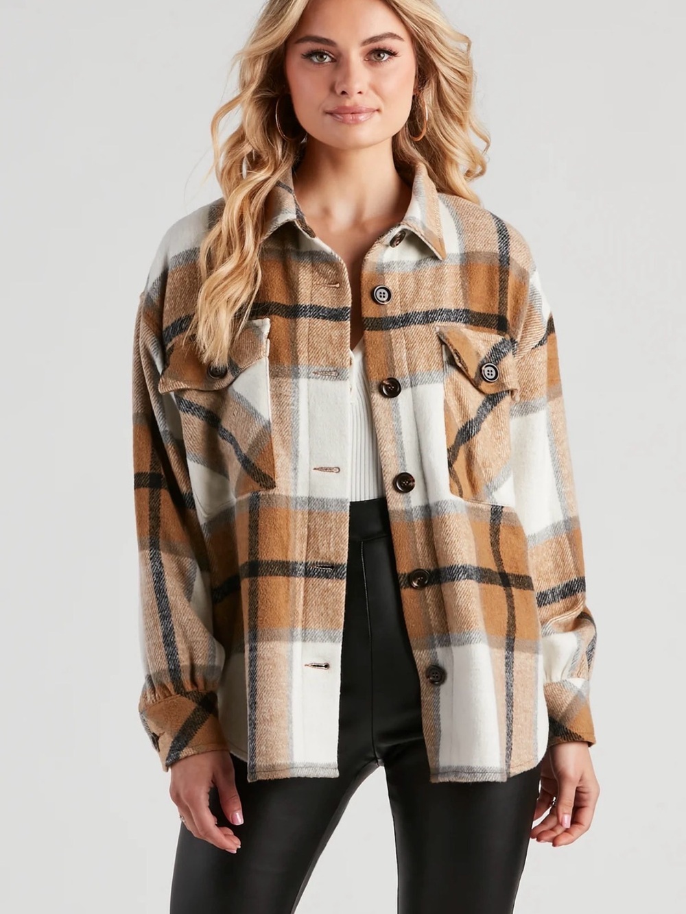 HYFVE NWT Plaid Shacket Jacket Medium Cozy Boho Fall